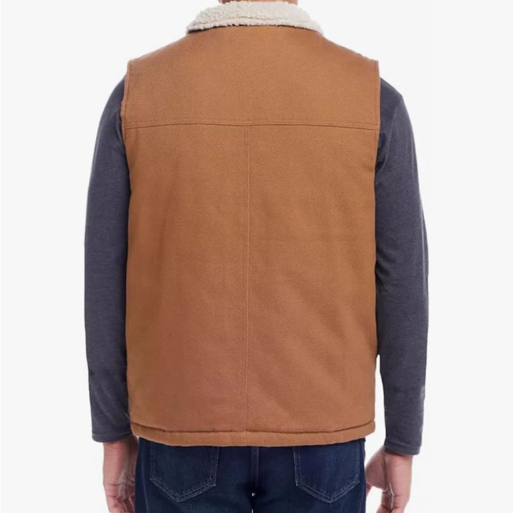 Men's Brown Sherpa-Lined Vest - Picture 5 of 6